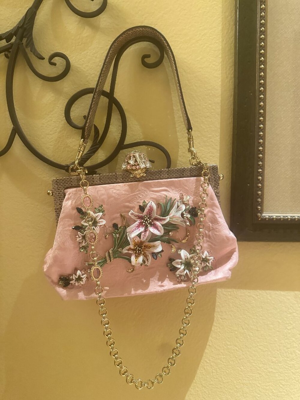 Dolce & Gabbana Handbag "VANDA" Pink Floral Crystal